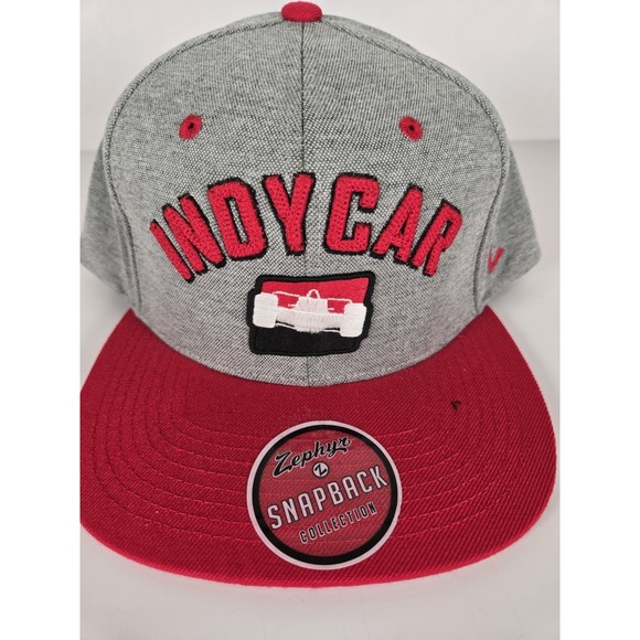 Zephyr Indy Car Cap Hat Gray Red Snapback Flat Bill‎ Indycar Embroidered New - Picture 2 of 8